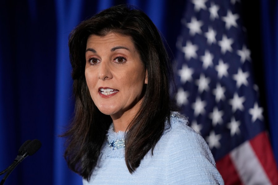 Republican presidential candidate, former ambassador to the United Nations Nikki Haley speaks about her abortion policy, Tuesday, April 25, 2023, in Arlington, Va. (AP Photo/Patrick Semansky)