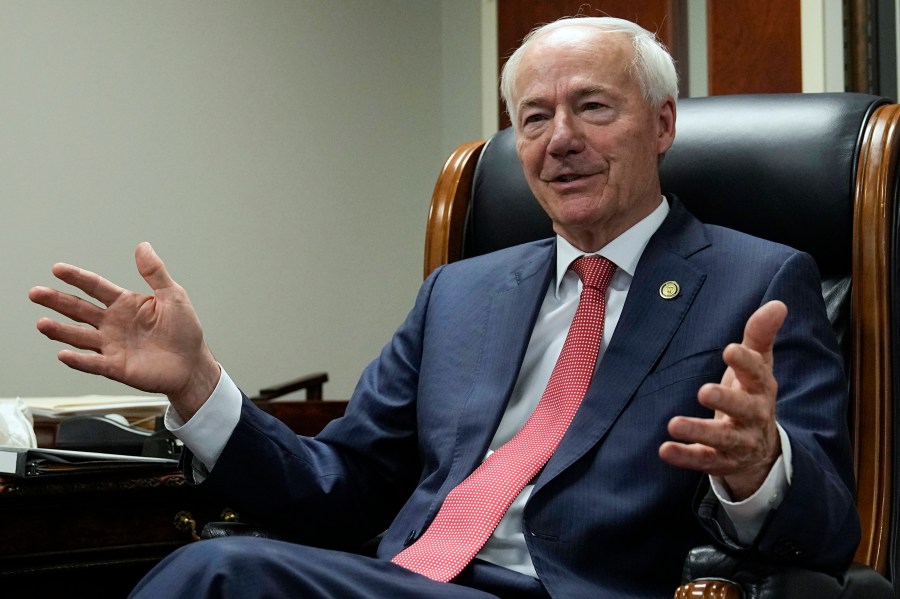 Former Arkansas Gov. Asa Hutchinson speaks during an interview in his office Wednesday, April 19, 2023, in Rogers, Ark.. (AP Photo/Sue Ogrocki)