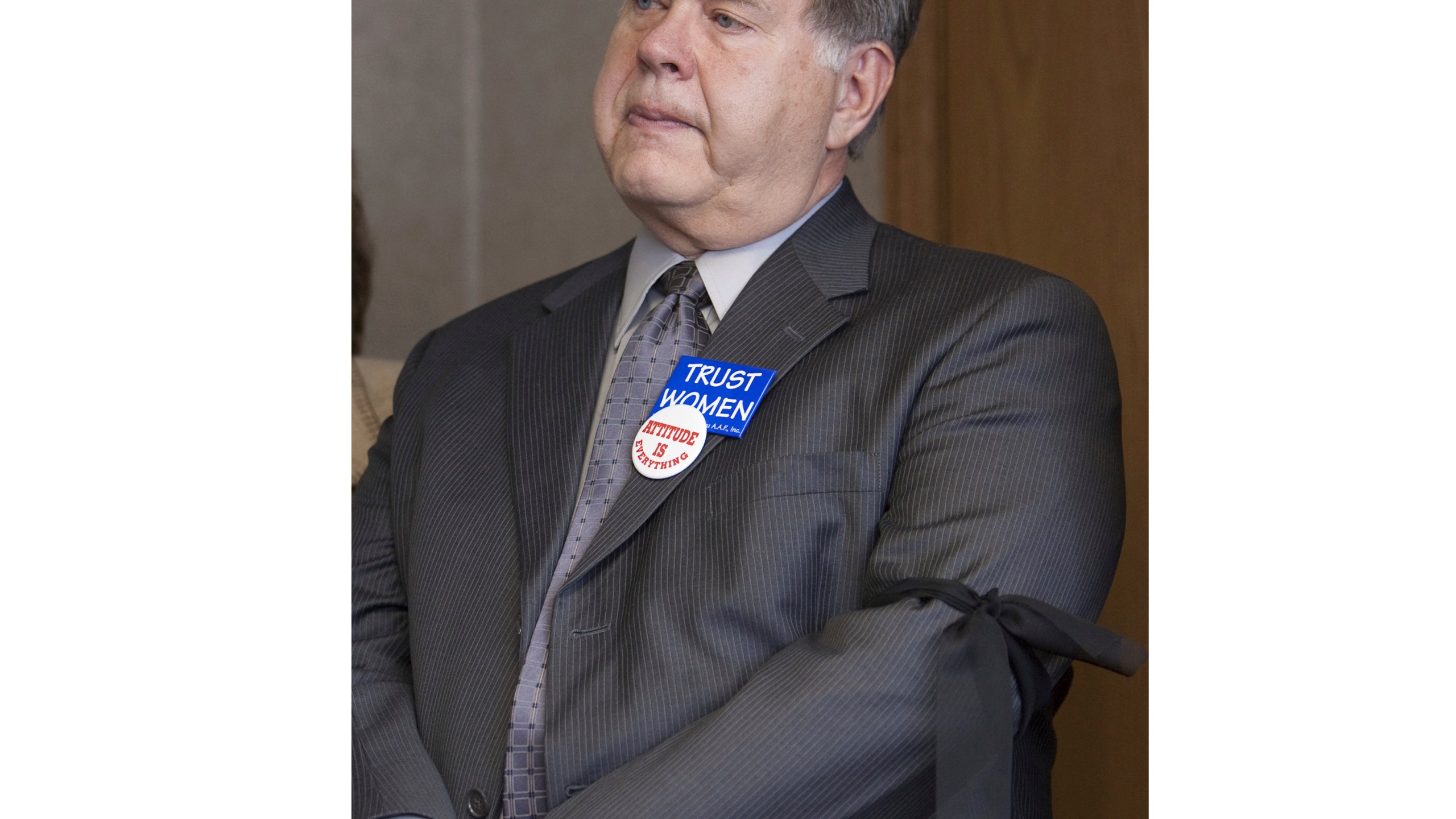 FILE - In a Tuesday, June 2, 2009 photo, Dr. LeRoy Carhart wears a black arm band during a news conference in his office in Bellevue, Neb. The outspoken abortion provider Carhart has died. Clinics for Abortions & Reproductive Excellence in Nebraska says Carhart, who was the medical director, died Friday, April 28, 2023. He was 81. (AP Photo/Nati Harnik, File)