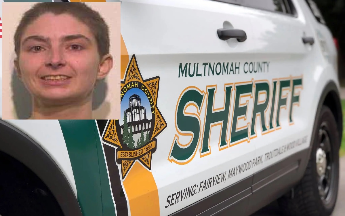 A composite image of Charity Lynn Perry in the upper left hand corner, with a background image of a generic Multnomah County Sherriff's Office vehicle. (Credit: Multnomah County Sheriff's Office)