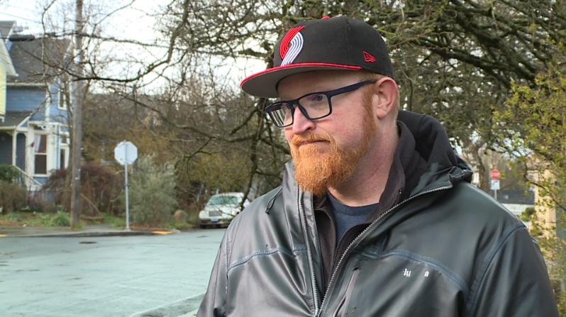 Gavin Bramley lives very close to a proposed sanctioned campsite in Southeast Portland, April 3, 2023 (KOIN)