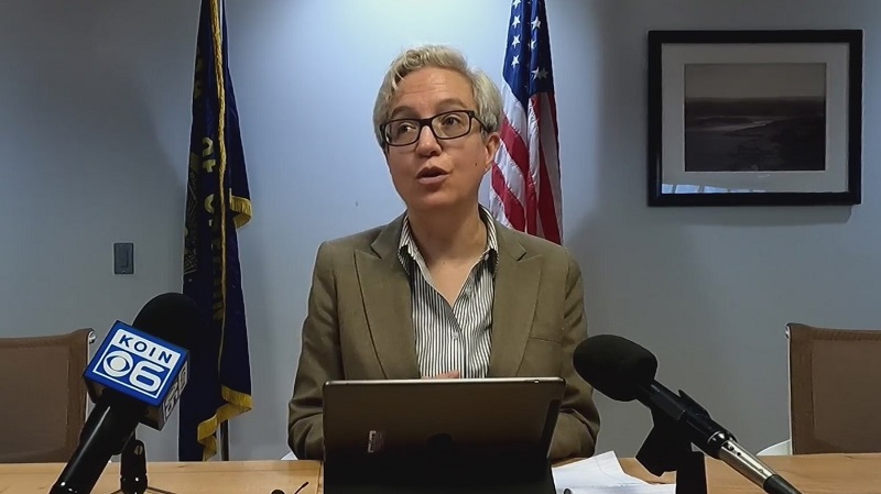 Oregon Gov. Tina Kotek answers questions from KOIN 6 News in Portland, April 10, 2023 (KOIN)