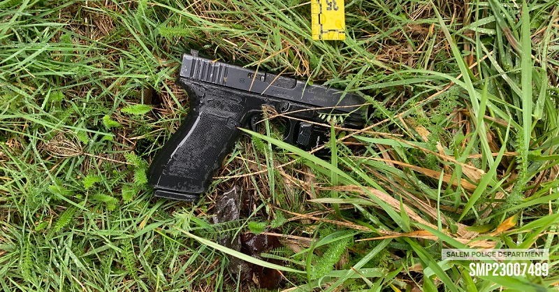 This gun was located next to Felipe Amezcua Manzo, who died in a gunfire exchange with an OSP trooper along I-5, April 10, 2023 (Salem Police Department)