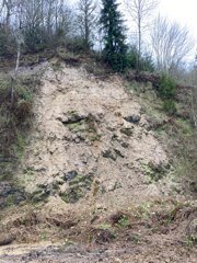 A landslide fell onto I-5 northbound near Woodland on April 10, 2023. Photo courtesy Washington State Patrol