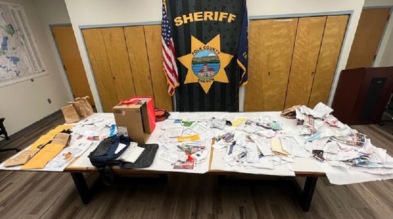 Three people are each facing 102 counts of mail theft after a traffic stop in Polk County, April 8, 2023 (Polk County Sheriff's Office)