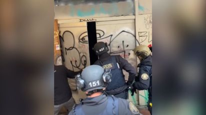 The Portland Police Bureau moved in on Wednesday to clear out and board up the Washington Center building which has become an open drug dealing site.