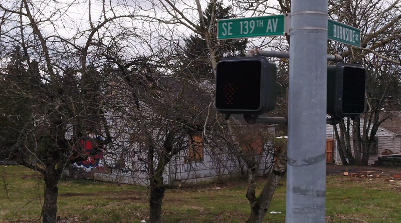 An abandoned house at SE 139th and East Burnside has been taken over by squatters in Portland, April 2023 (KOIN)