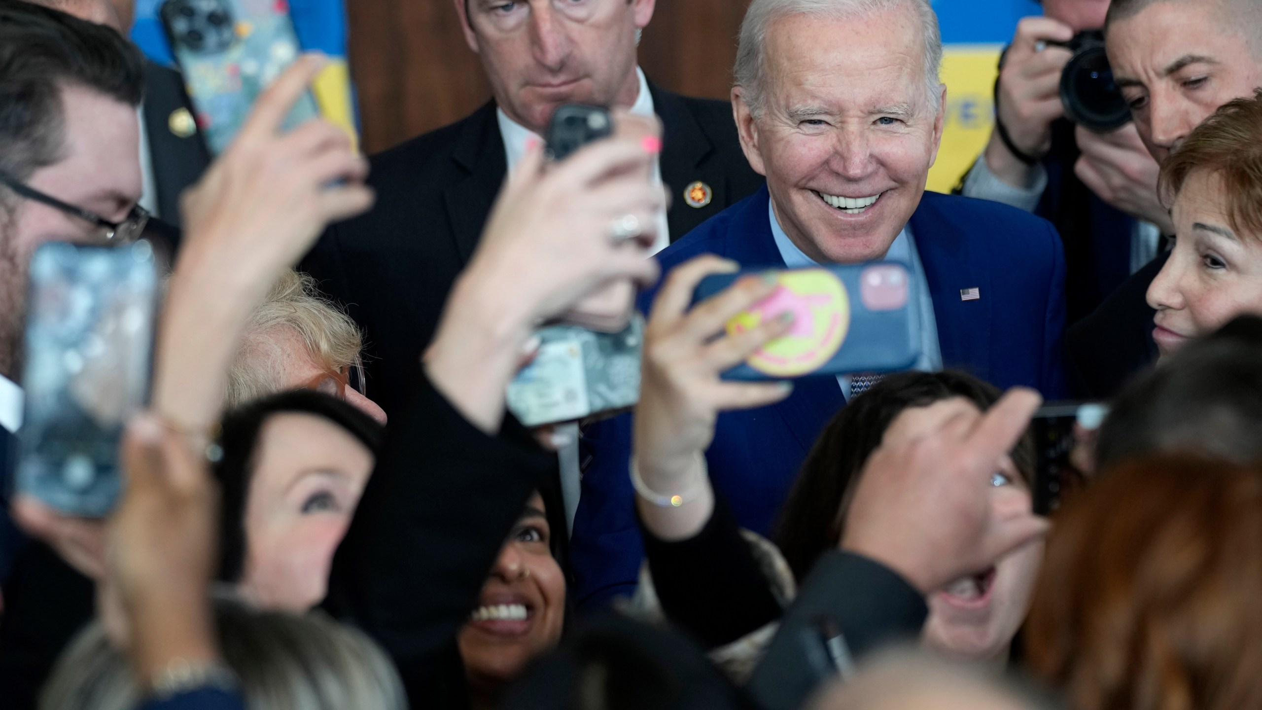 FILE - President Joe Biden greets people after speaking about health care and prescription drug costs at the University of Nevada, Las Vegas, Wednesday, March 15, 2023, in Las Vegas. (AP Photo/John Locher, File)