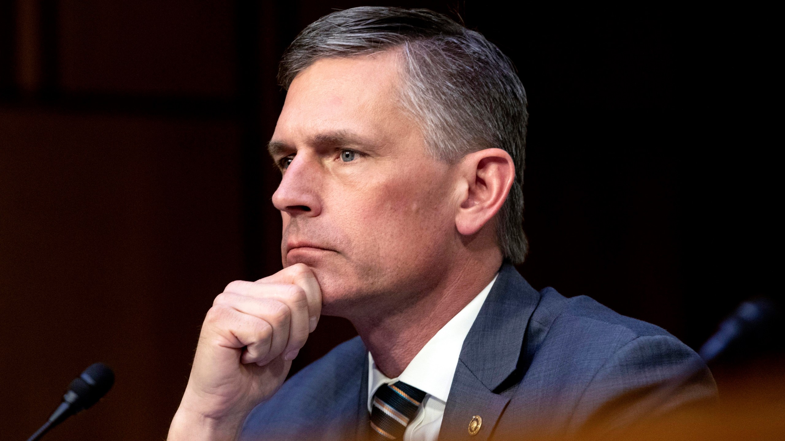 FILE - Sen. Martin Heinrich, D-N.M., listens during a Senate Intelligence Committee hearing to examine worldwide threats at the Capitol in Washington, Wednesday, March 8, 2023. Heinrich announced on Thursday, May 4, 2023 that he will seek a third term in the 2024 election cycle as he champions causes from gun safety to abortion access and a transition to cleaner sources of energy. (AP Photo/Amanda Andrade-Rhoades,File)