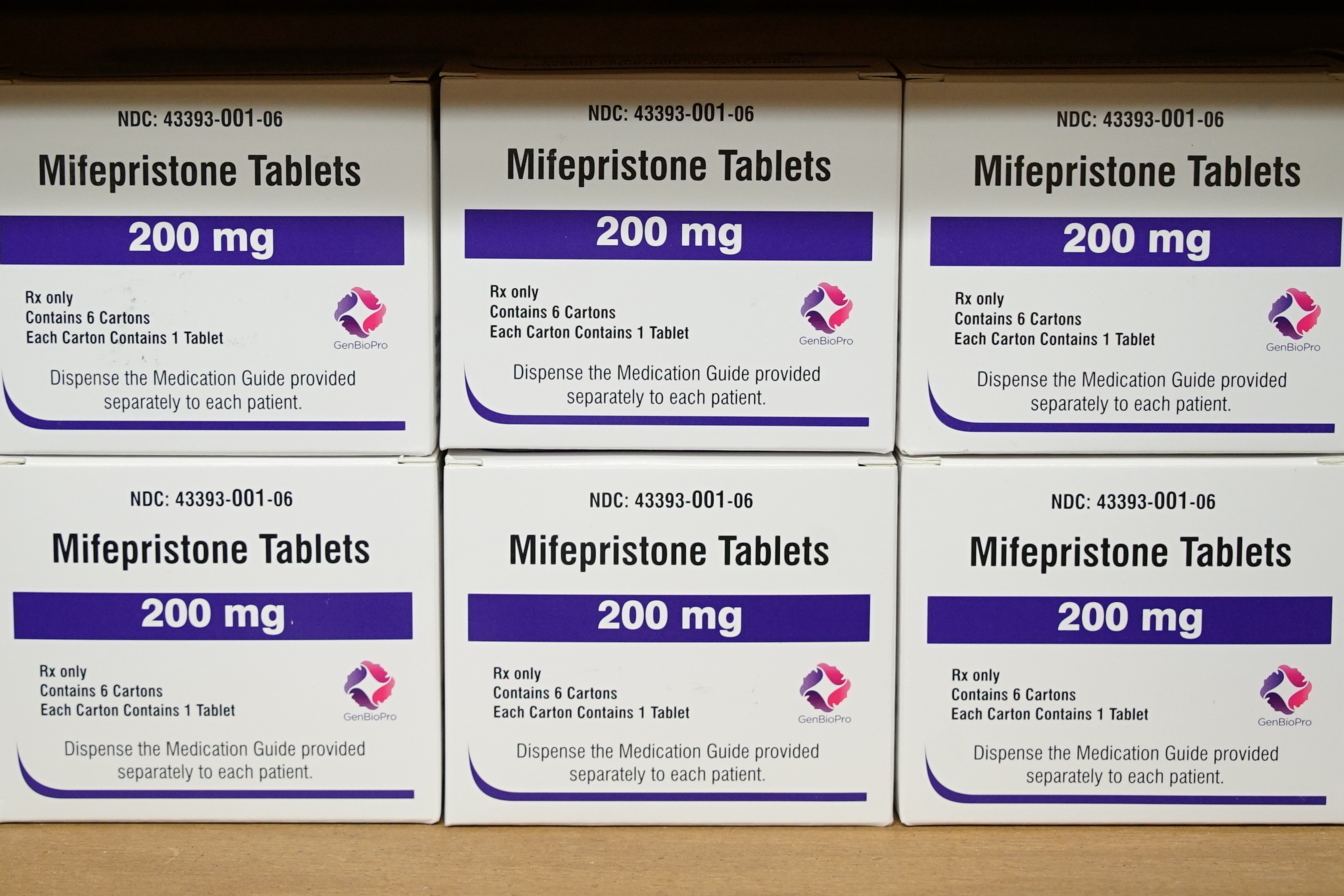 FILE - Boxes of the drug mifepristone sit on a shelf at the West Alabama Women's Center in Tuscaloosa, Ala., March 16, 2022. Abortion providers in three states filed a lawsuit Monday, May 8, 2023, aimed at preserving access to the abortion pill mifepristone, even as the drug is threatened by a separate Texas lawsuit winding its way through U.S. court system. (AP Photo/Allen G. Breed, File)