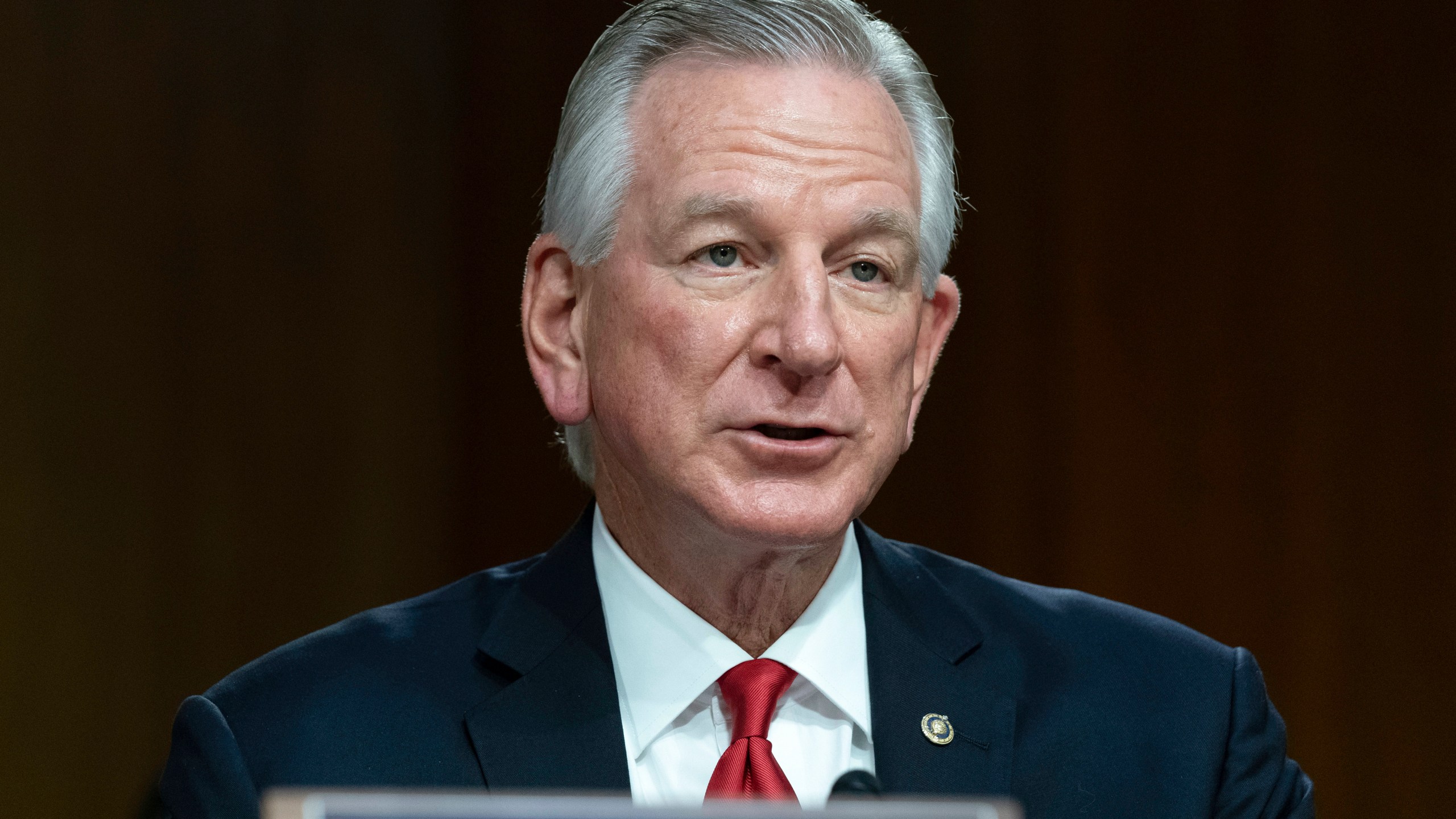 FILE - Sen. Tommy Tuberville, R-Ala., speaks during the Senate Agriculture, Nutrition, and Forestry Subcommittee on Commodities, Risk Management, and Trade on Commodity Programs, Credit and Crop Insurance hearing at Capitol Hill in Washington, Tuesday, May 2, 2023. Tuberville is facing backlash for remarks he made about white nationalists in an interview about his blockade of military nominees, saying that while Democrats may consider such people to be racist, “I call them Americans.” Tuberville's office later said he was expressing skepticism at the idea that white nationalists were in the armed services. (AP Photo/Jose Luis Magana, File)