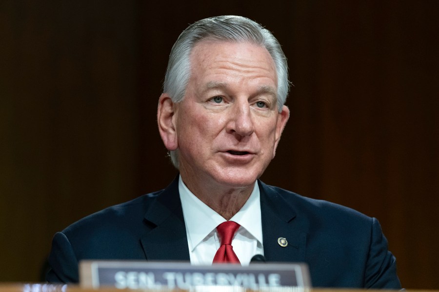 FILE - Sen. Tommy Tuberville, R-Ala., speaks during the Senate Agriculture, Nutrition, and Forestry Subcommittee on Commodities, Risk Management, and Trade on Commodity Programs, Credit and Crop Insurance hearing at Capitol Hill in Washington, Tuesday, May 2, 2023. Tuberville is facing backlash for remarks he made about white nationalists in an interview about his blockade of military nominees, saying that while Democrats may consider such people to be racist, “I call them Americans.” Tuberville's office later said he was expressing skepticism at the idea that white nationalists were in the armed services. (AP Photo/Jose Luis Magana, File)