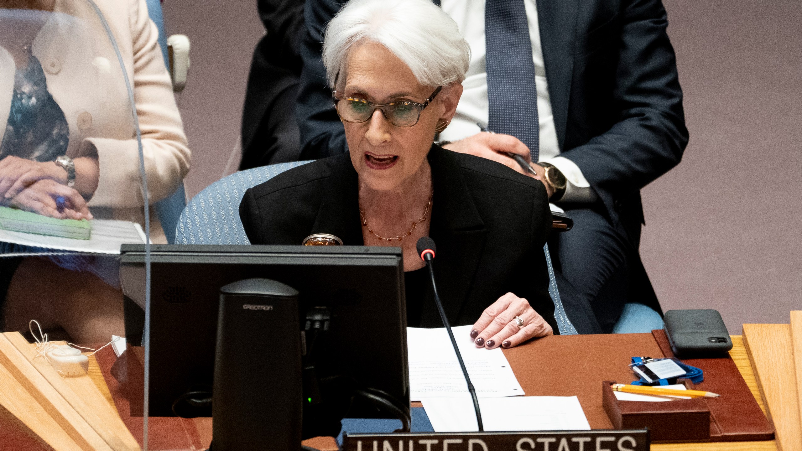 FILE - Wendy Ruth Sherman, United States Deputy Secretary of State, speaks during a meeting of the UN Security Council, Tuesday, March 29, 2022, at United Nations headquarters. The Biden administration's number two diplomat is retiring after decades of U.S. government service. Deputy Secretary of State Wendy Sherman will step down from the post this summer having been involved in some of the most consequential, and controversial, foreign policy decisions during Democratic administrations since Bill Clinton was president. (AP Photo/John Minchillo)