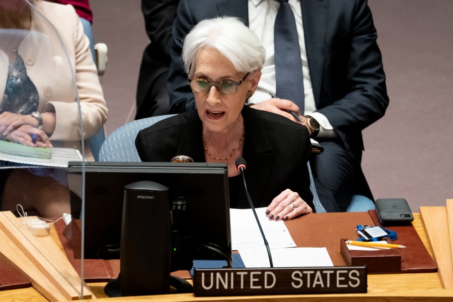 FILE - Wendy Ruth Sherman, United States Deputy Secretary of State, speaks during a meeting of the UN Security Council, Tuesday, March 29, 2022, at United Nations headquarters. The Biden administration's number two diplomat is retiring after decades of U.S. government service. Deputy Secretary of State Wendy Sherman will step down from the post this summer having been involved in some of the most consequential, and controversial, foreign policy decisions during Democratic administrations since Bill Clinton was president. (AP Photo/John Minchillo)