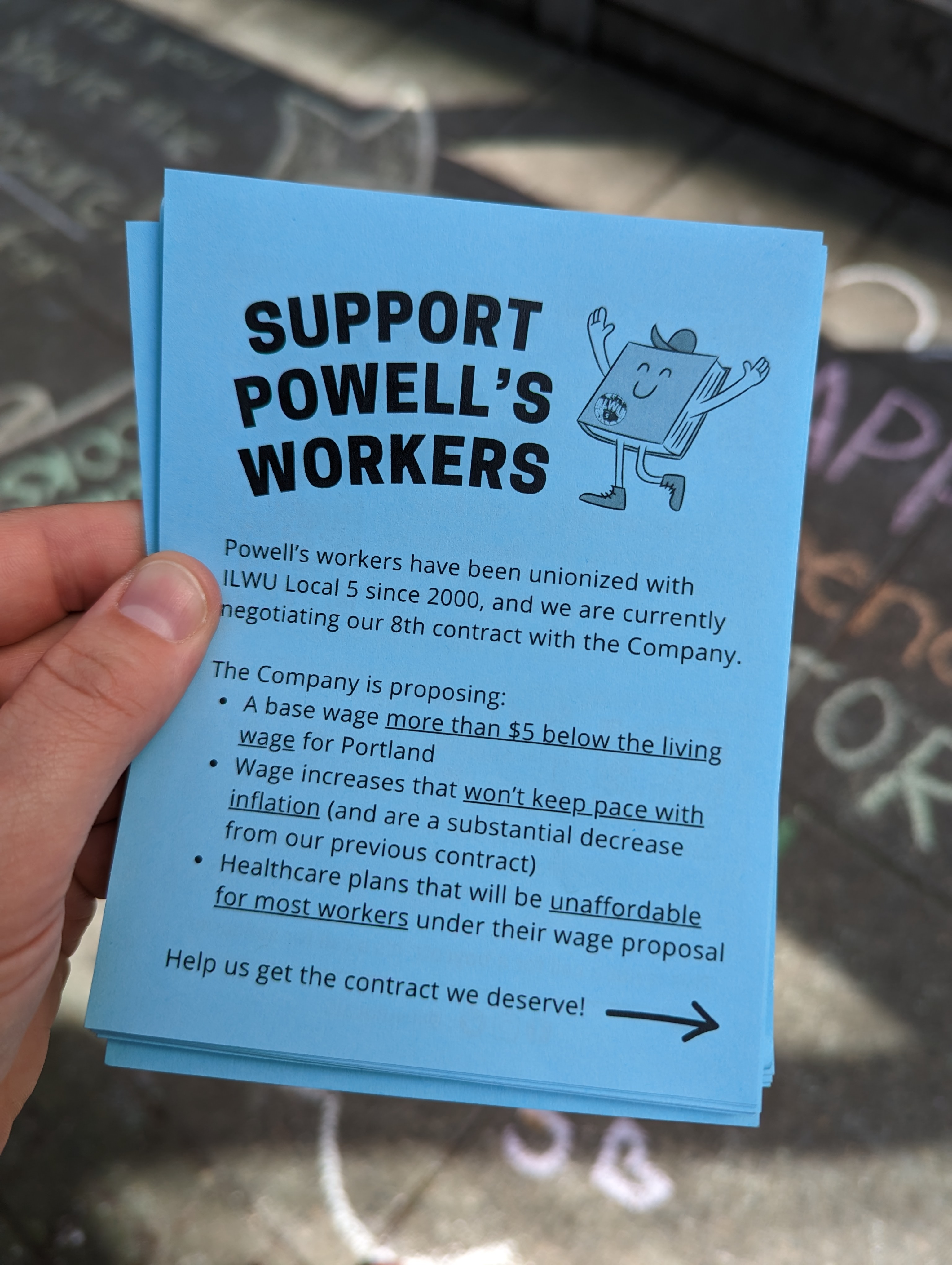 'Support Powell's Union' flyer front