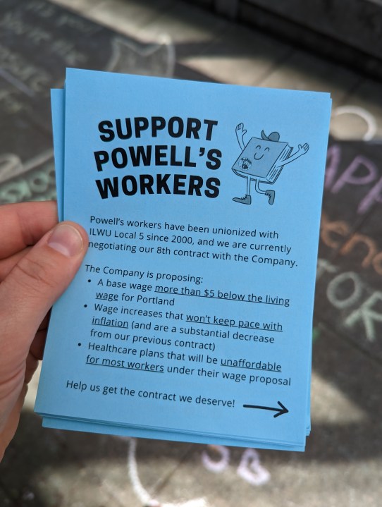 'Support Powell's Union' flyer front 