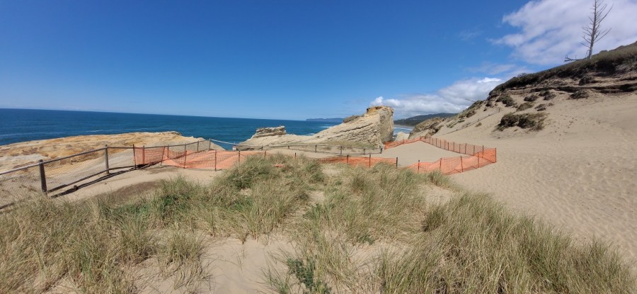 A second sinkhole was discovered in Cape Kiwanda State Natural Area on the Oregon coast on May 8, 2023. Photo courtesy Oregon Parks and Recreation Department