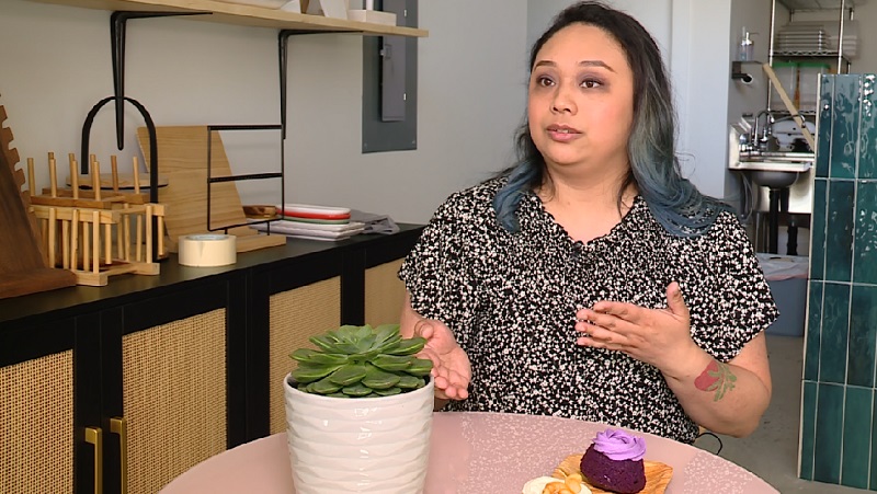 Geleen Abenoja brings her Filipino background to Shop Halo Halo in Portland's Woodstock neighborhood, May 2023 (KOIN)