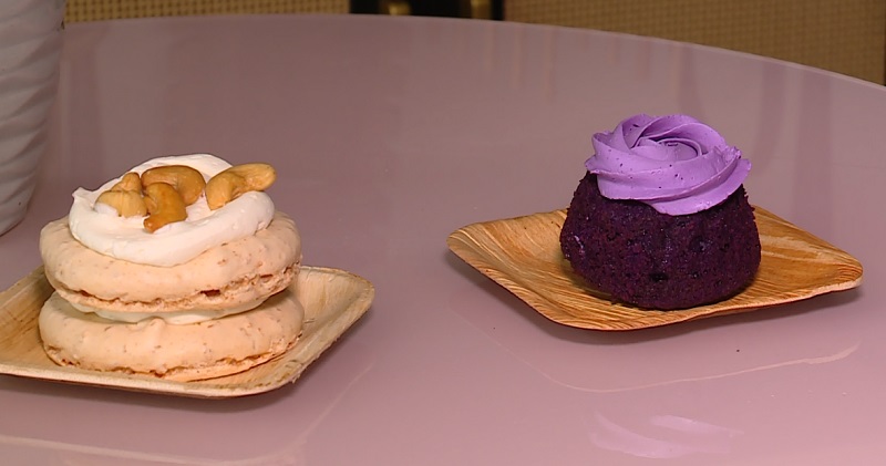 On the left, sans rival cake and on the right ube cake from Shop Halo Halo in Portland's Woodstock neighborhood, May 2023 (KOIN)