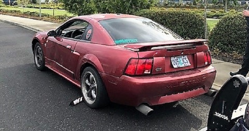 This Ford Mustang was stopped by police during a street racing event, May 5, 2023 (PPB)