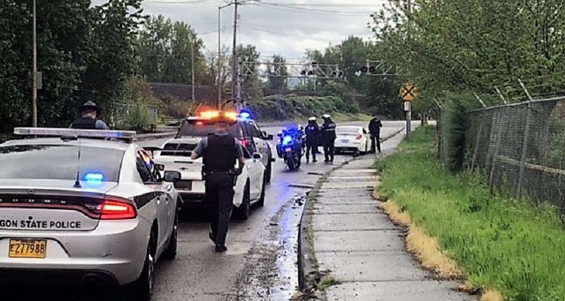 A car was stopped by OSP and PPB during a street racing event, May 5, 2023 (PPB)