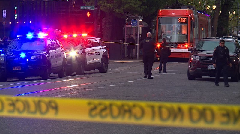 Two people were shot at SW 12th and Columbia in Portland, May 5, 2023 (KOIN)