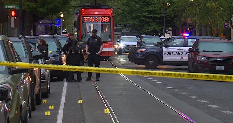 Two people were shot at SW 12th and Columbia in Portland, May 5, 2023 (KOIN)